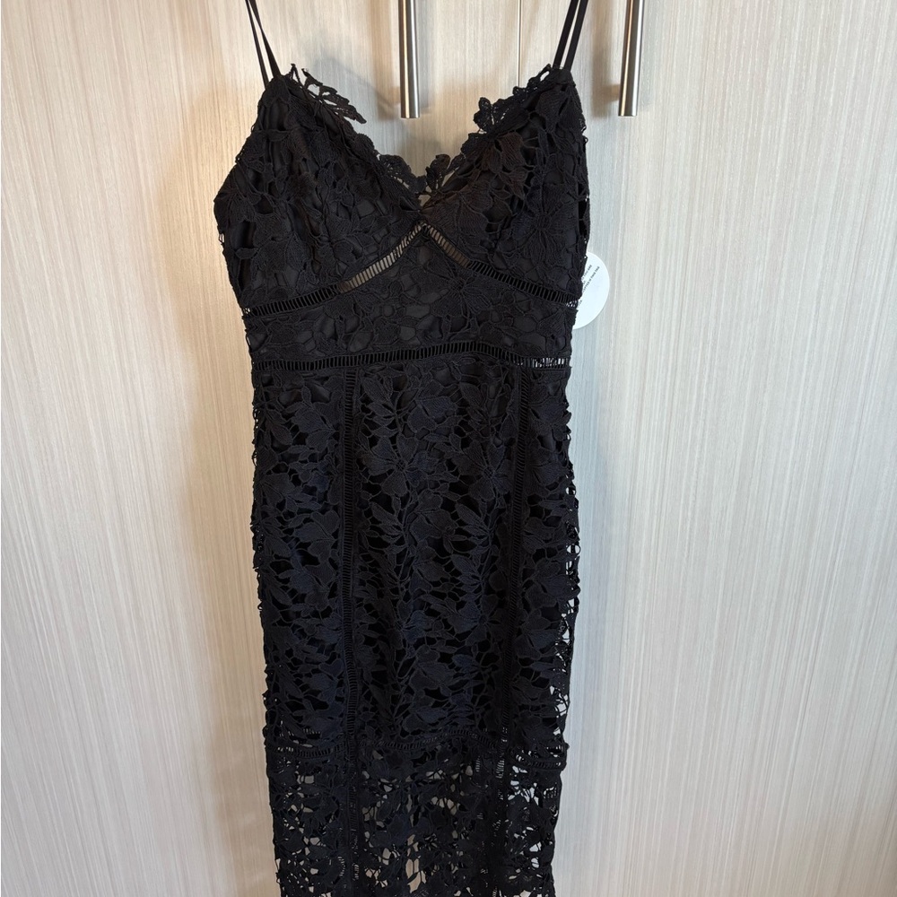 Boohoo Black Lace Midi Dress